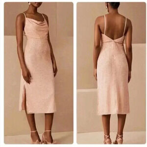 NWT Anthropologie Forever That Girl Dunne Beaded Midi Dress in Blush Pink